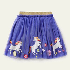 Mini Boden Purple Tulle Unicorn Skirt Gold Glitter Waistband Size 4-5Y